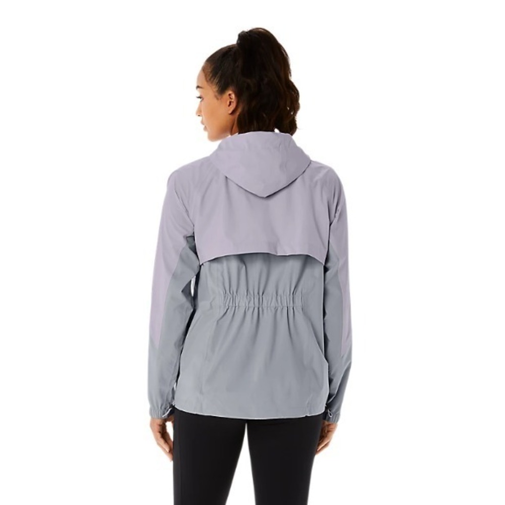 ASICS® (Women's LARGE) Waterproof Jacket in Piedmont Grey/Dusk Violet - $110 - Picture 2 of 10